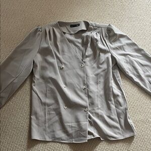 Gray Double-Breasted Blouse